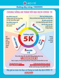 Thực hiện "5K: Khẩu trang – Khử khuẩn – Khoảng cách – Không tập trung – Khai báo y tế" để giữ an toàn cho Bạn và Chúng ta trước đại dịch COVID-19!